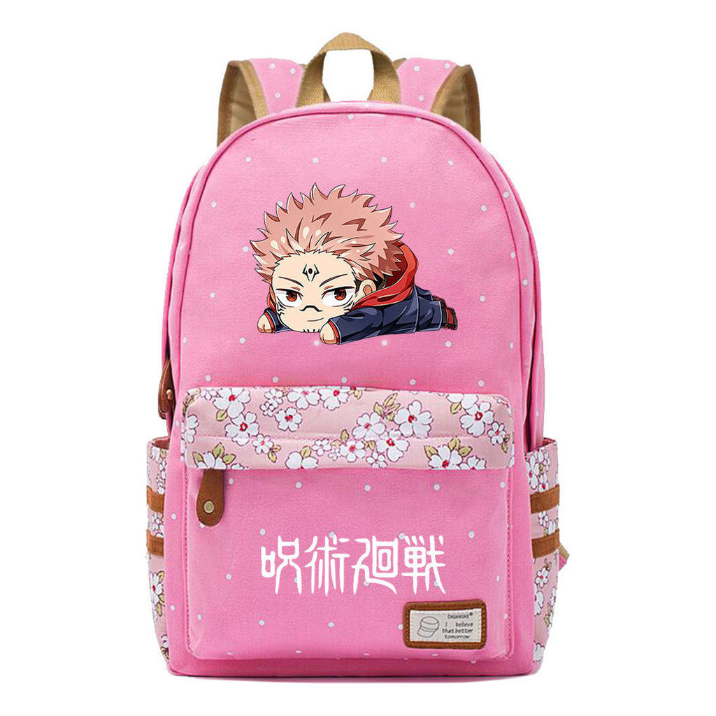 Cartoon Spell Battle Youth Girls Student School Bag Men's And Women's Leisure Canvas Backpack