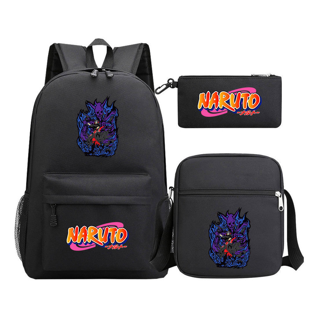 Anime Naruto Starry Sky Student School Bag Three Piece Set For Men And Women Backpack Set