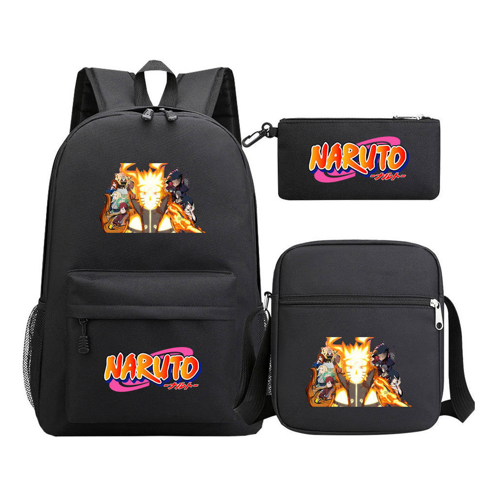 Anime Naruto Starry Sky Student School Bag Three Piece Set For Men And Women Backpack Set