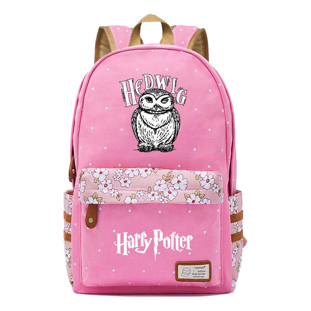 School Of Witchcraft And Wizardry Youth Student Backpack, Floral Canvas, Female Backpack