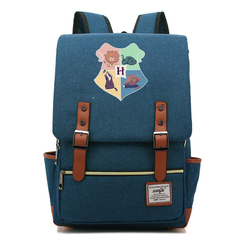 School Of Magic Printed Schoolbags For Young Students, Casual Belt Buckles And Classic Backpacks