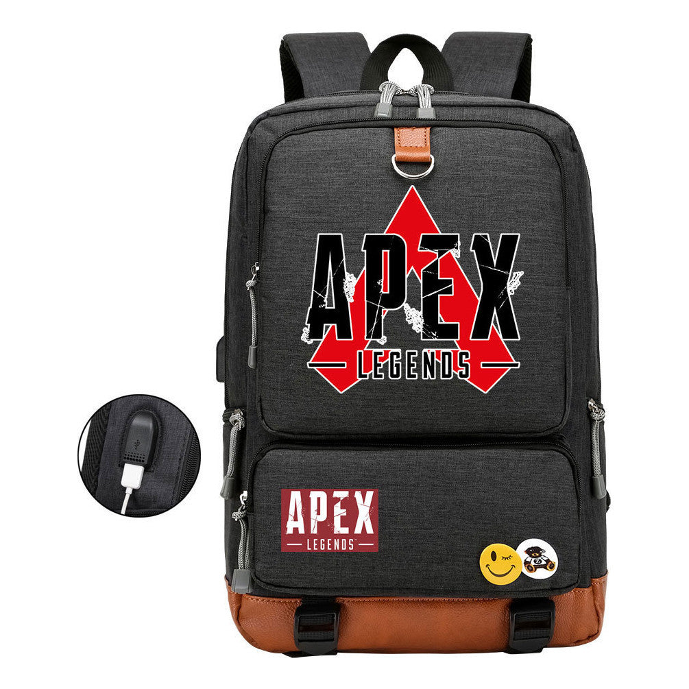 Apex Hero Print Usb Student Backpack For Leisure Travel Backpack