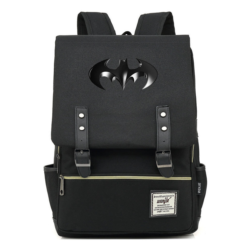 Superhero Batman Print Student Backpack Casual Belt Buckle Classic Backpack