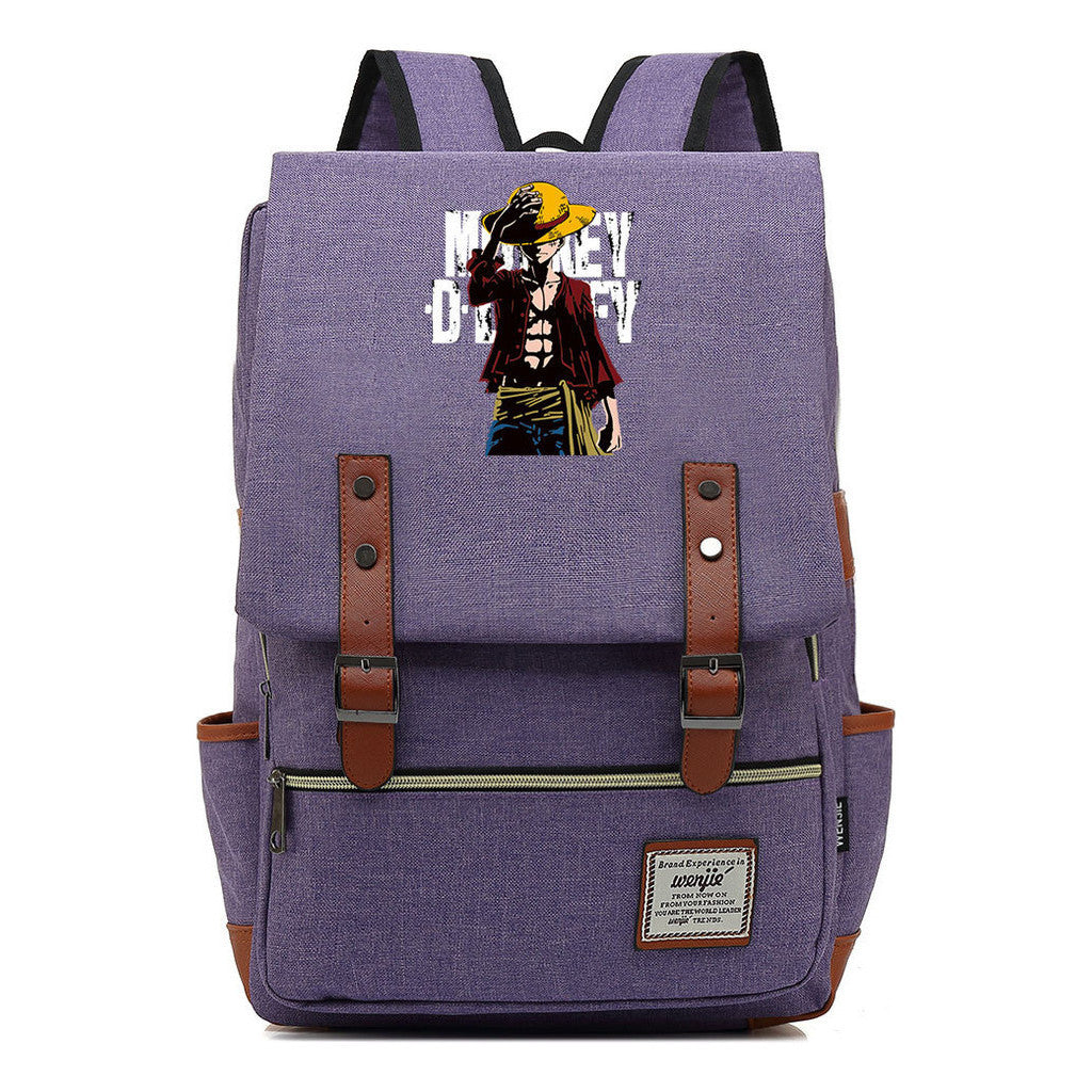 Anime Pirate King Luffy Printed Student Backpack For Men And Women With Casual Belt Buckle Classic Backpack