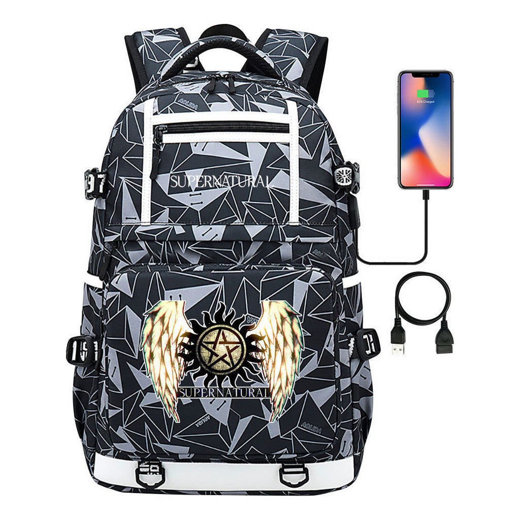 Evil Power Usb Youth Student School Bag Men's And Women's Backpack Leisure Travel Backpack
