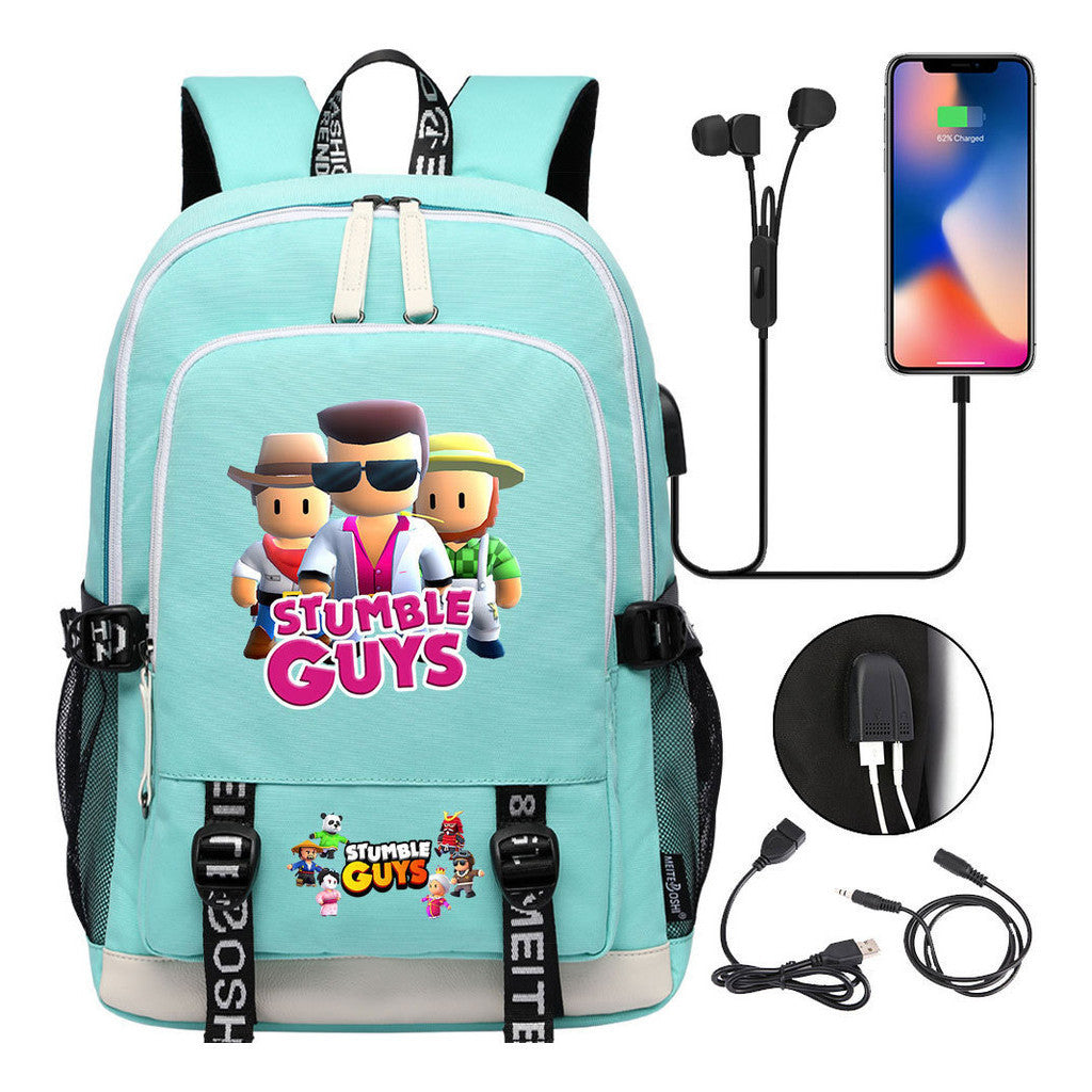 Printed Student Backpack Usb Leisure Backpack