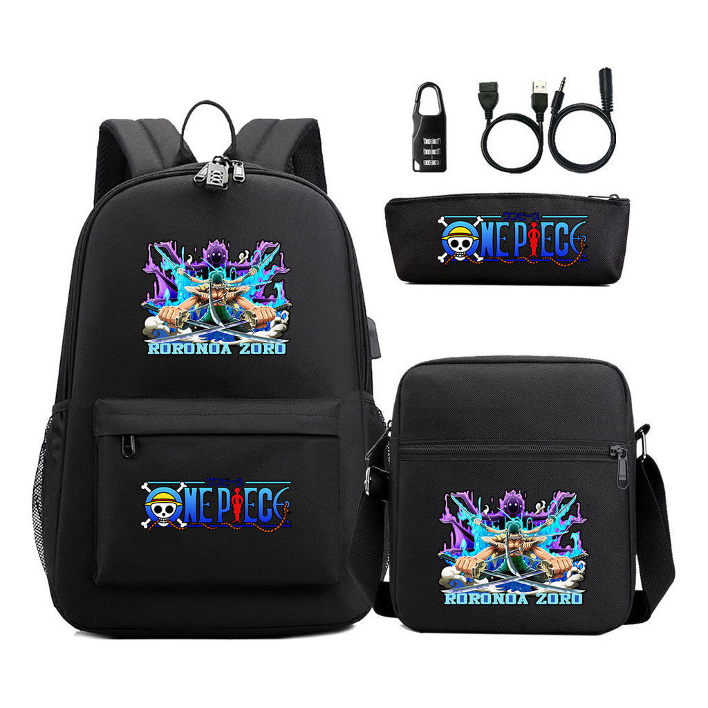 Usb Password Lock Student Backpack Three Piece Set Backpack Set