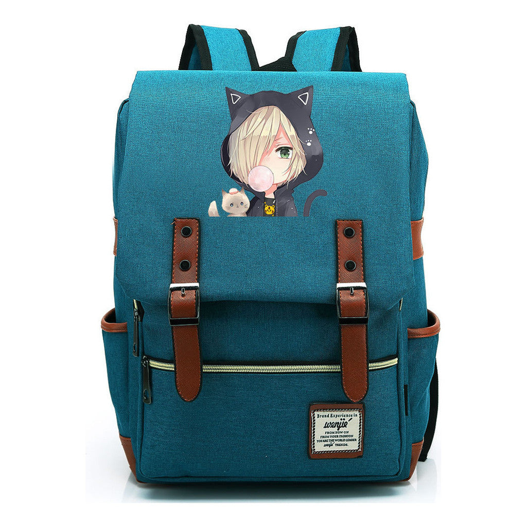 Yuri On The Ice Student Backpack, Men's And Women's Leisure Belt Buckle Backpack