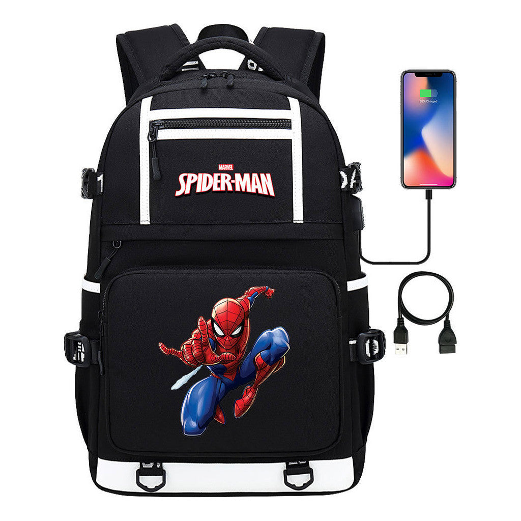 Superhero Printed Youth Student Backpack Men And Women's Leisure Travel Backpack