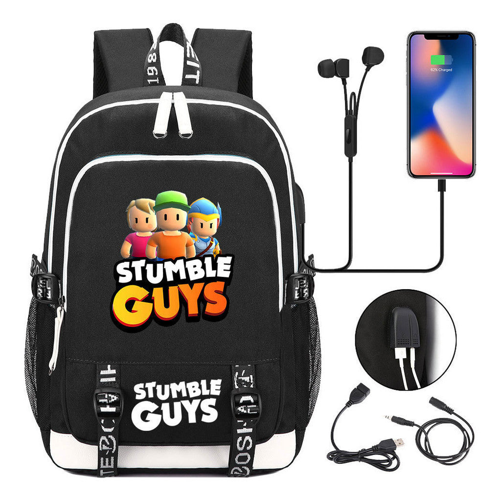 Printed Student Backpack Usb Men's And Women's Leisure Backpack