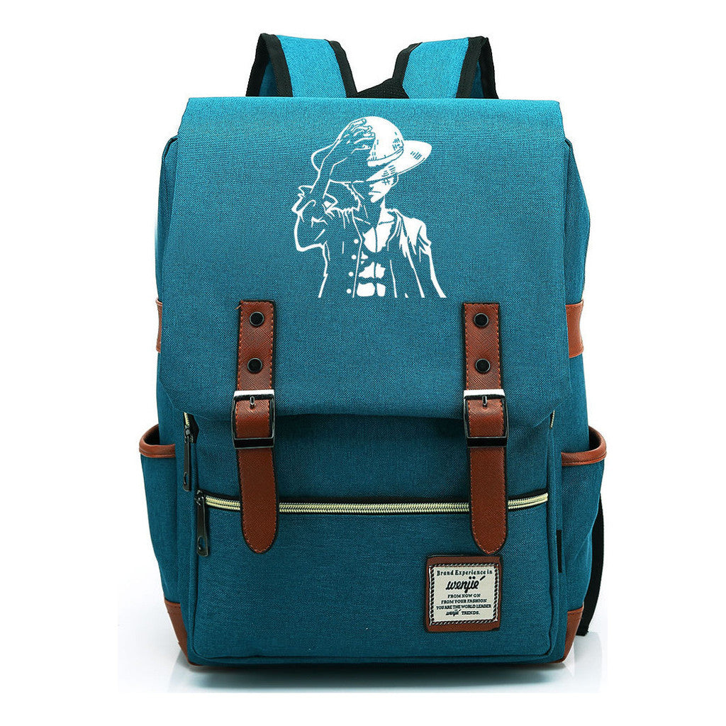 Anime Pirate King Luffy Printed Youth Student School Bag Casual Belt Buckle Classic Backpack