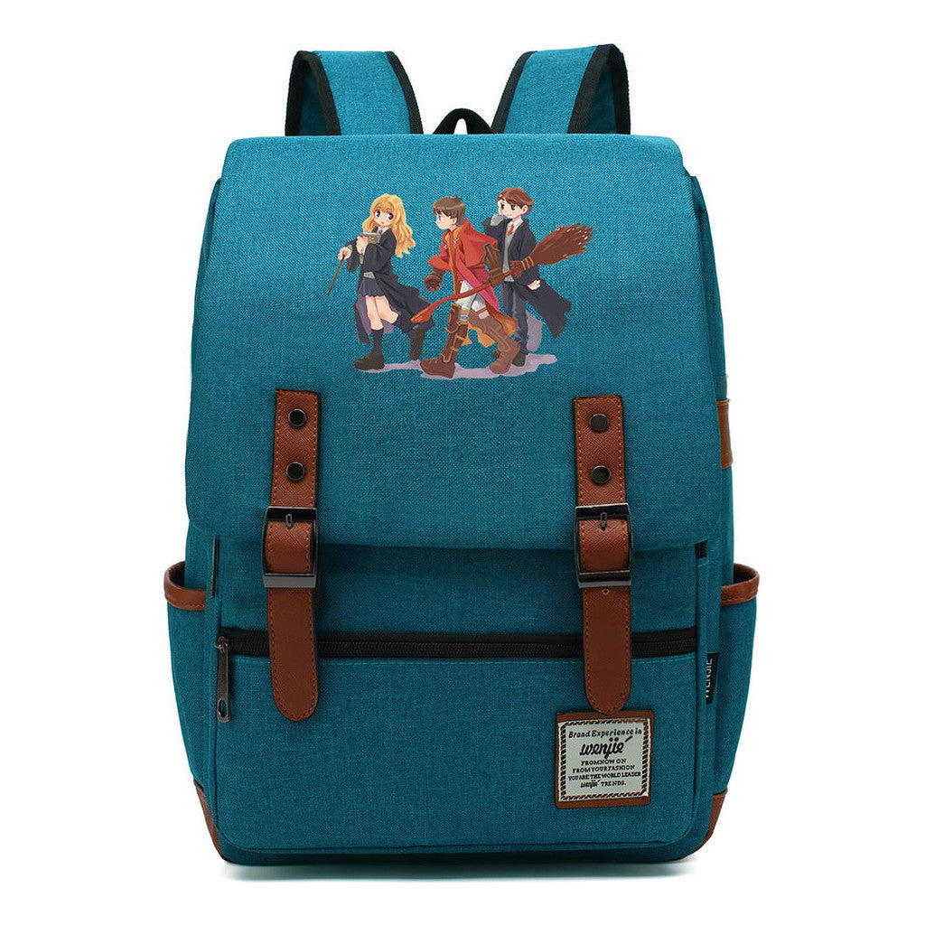 School Of Witchcraft And Wizardry Printed Youth Student School Bag Casual Belt Buckle Classic Backpack
