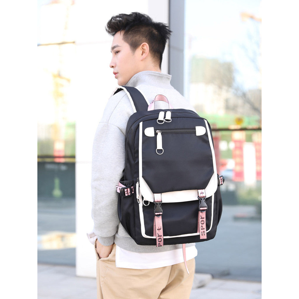 Cartoon Fashion Usb Youth Student School Bag Casual Ribbon Flip Backpack