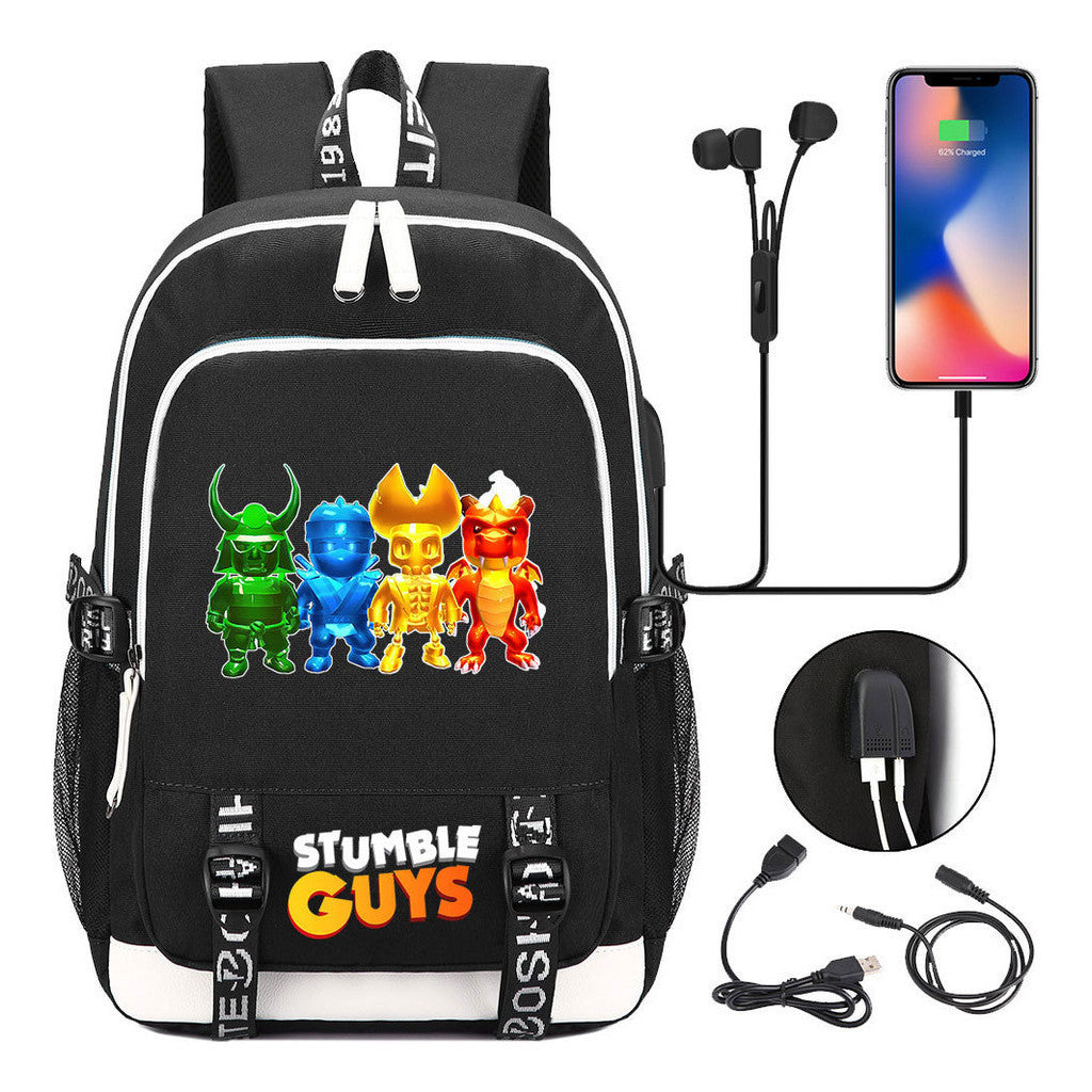 Printed Youth Student Backpack Usb Casual Backpack