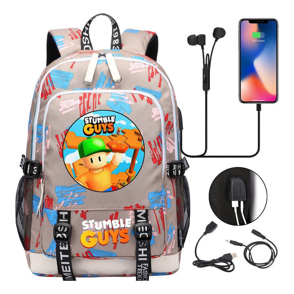 Printed Youth School Bag Usb Casual Backpack Travel Backpack