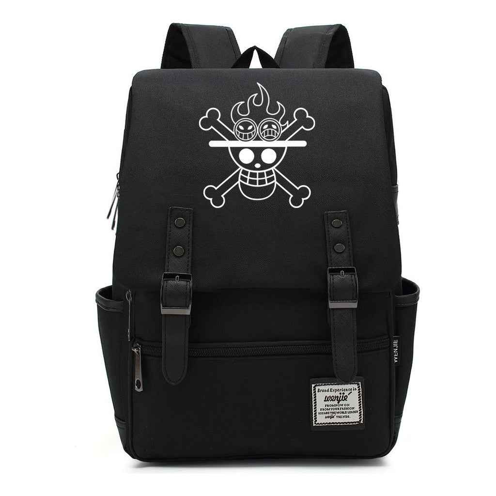 Anime One Piece King Luffy Printed Youth Student School Bag Men's And Women's Casual Belt Buckle Classic Backpack