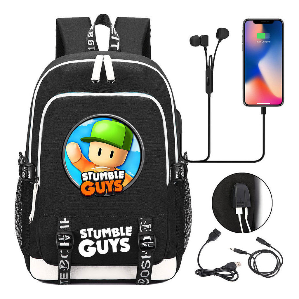 Printed Student Backpack Usb Men's And Women's Leisure Backpack