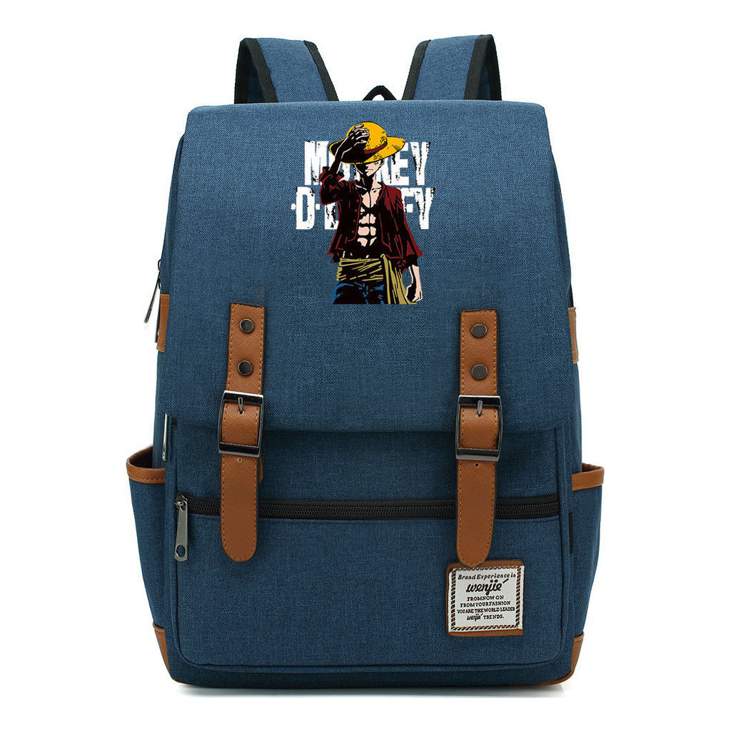 Anime Pirate King Luffy Printed Student Backpack For Men And Women With Casual Belt Buckle Classic Backpack