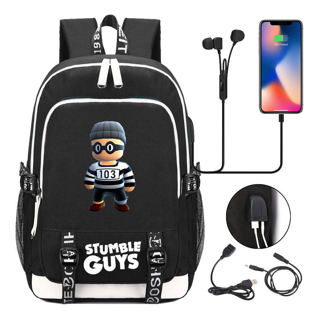 Printed Student Backpack Usb Men's And Women's Leisure Backpack