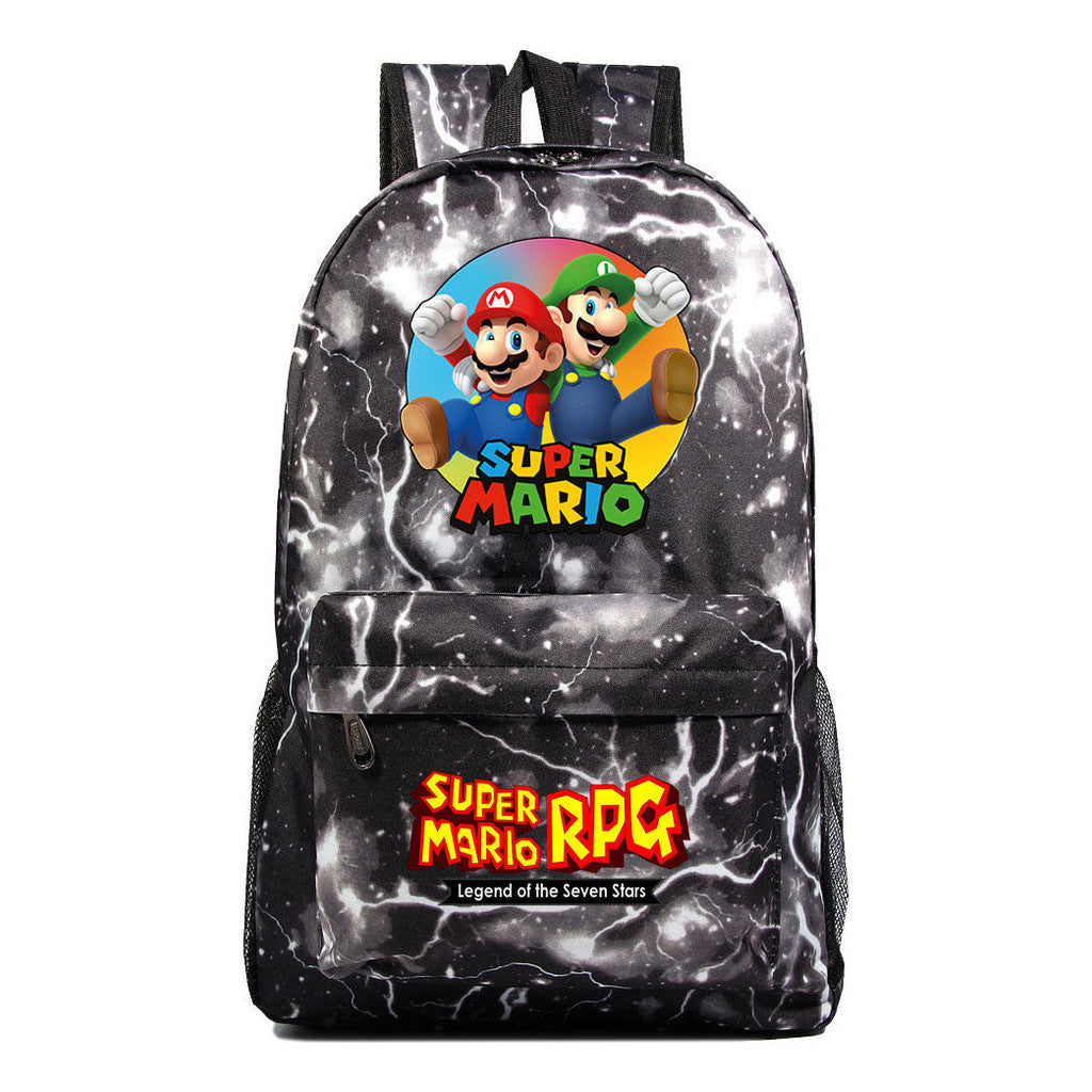 Super Mario Starry Sky Student Backpack For Men And Women's Leisure Travel Backpack
