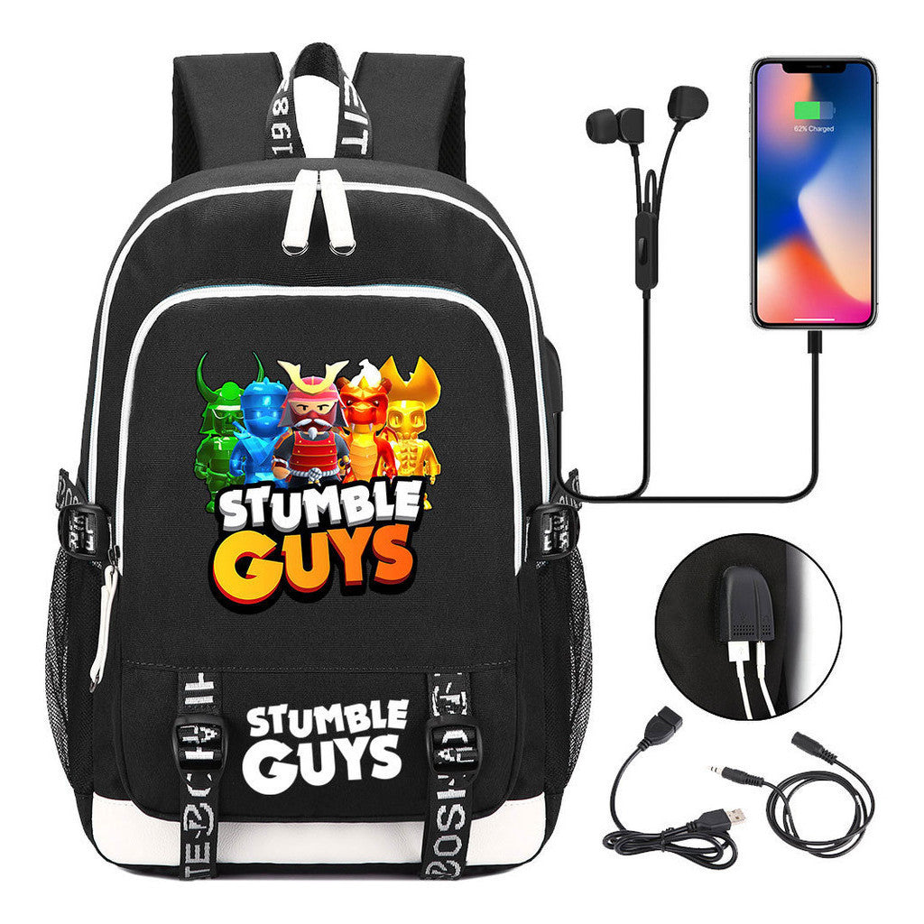Printed Student Backpack Usb Men's And Women's Leisure Backpack