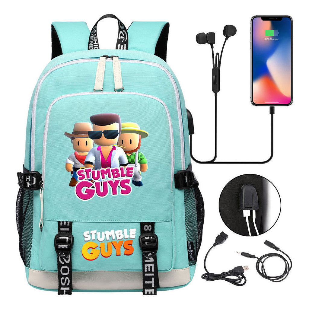 Printed Student Backpack Usb Leisure Backpack