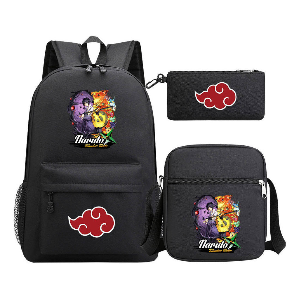 Anime Naruto Starry Sky Youth School Bag Three Piece Set For Boys And Girls Backpack Set