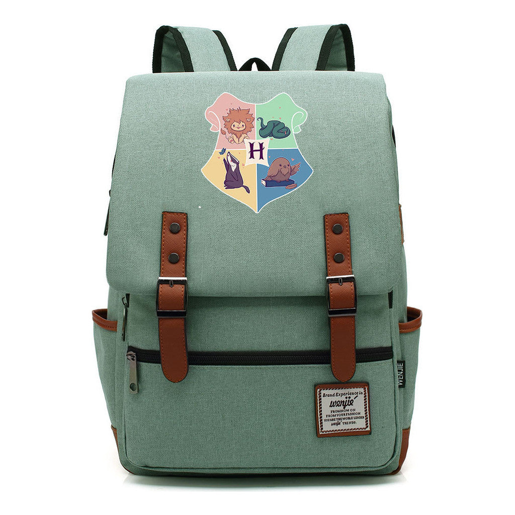 School Of Magic Printed Schoolbags For Young Students, Casual Belt Buckles And Classic Backpacks