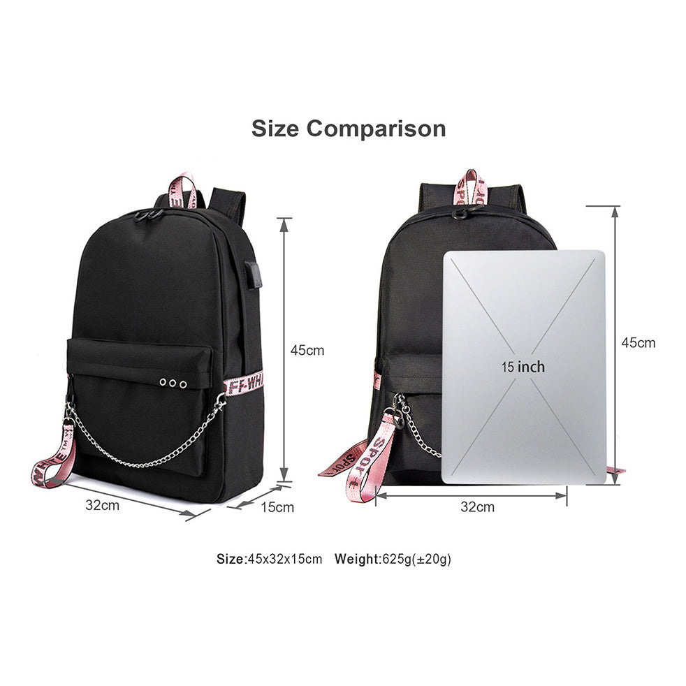 Usb Student Backpack With Men's And Women's Casual Woven Straps Backpack