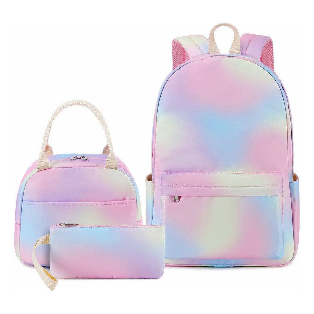 Egg Green Manga Student Girls School Bag Lunch Bag Three Piece Set Backpack Set