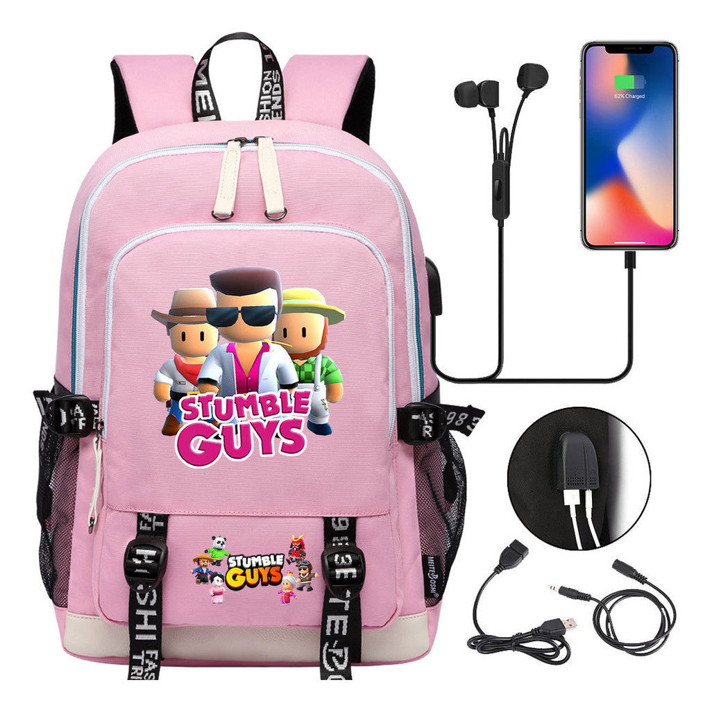 Printed Student Backpack Usb Leisure Backpack