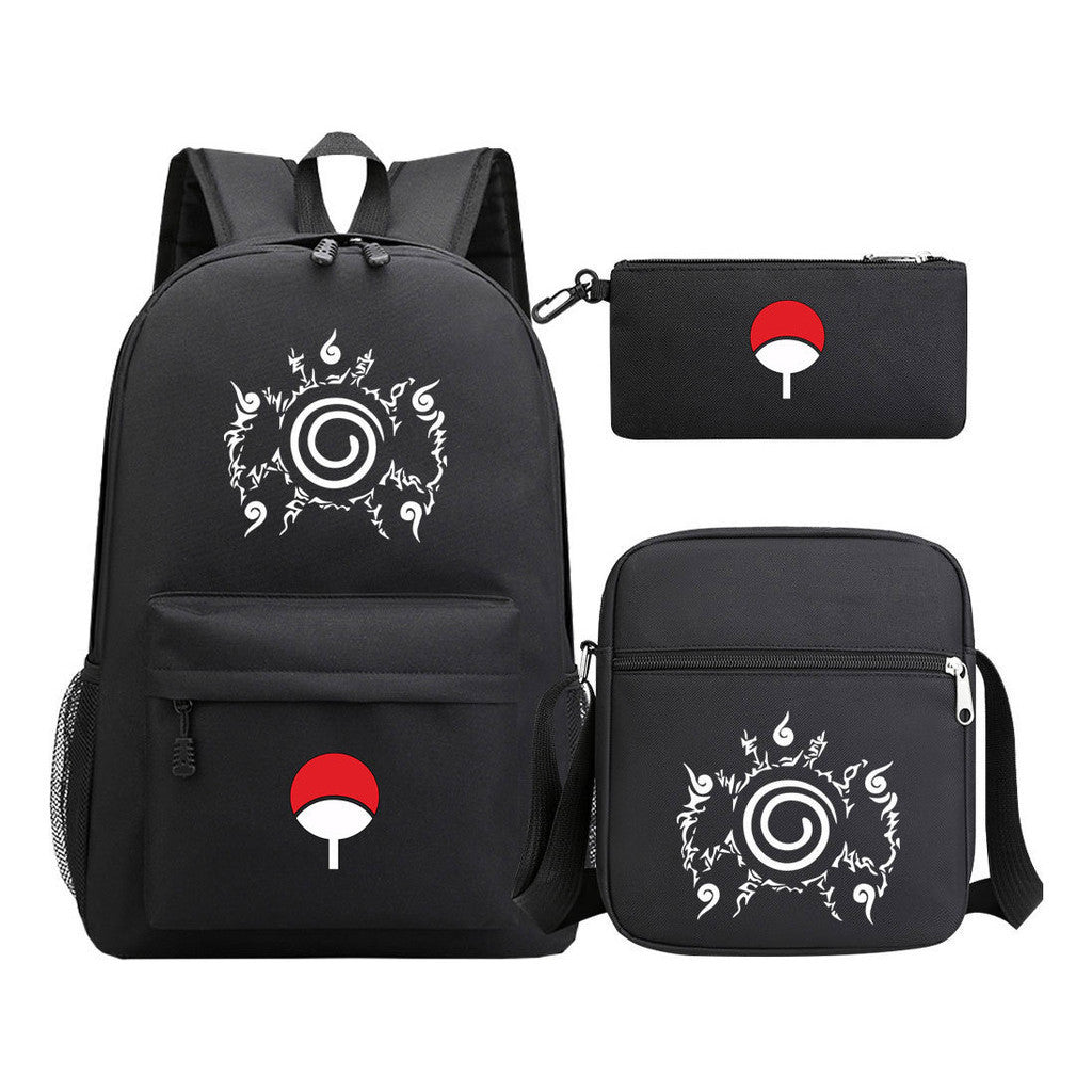 Anime Naruto Starry Sky Youth School Bag Three Piece Set For Men And Women Backpack Set