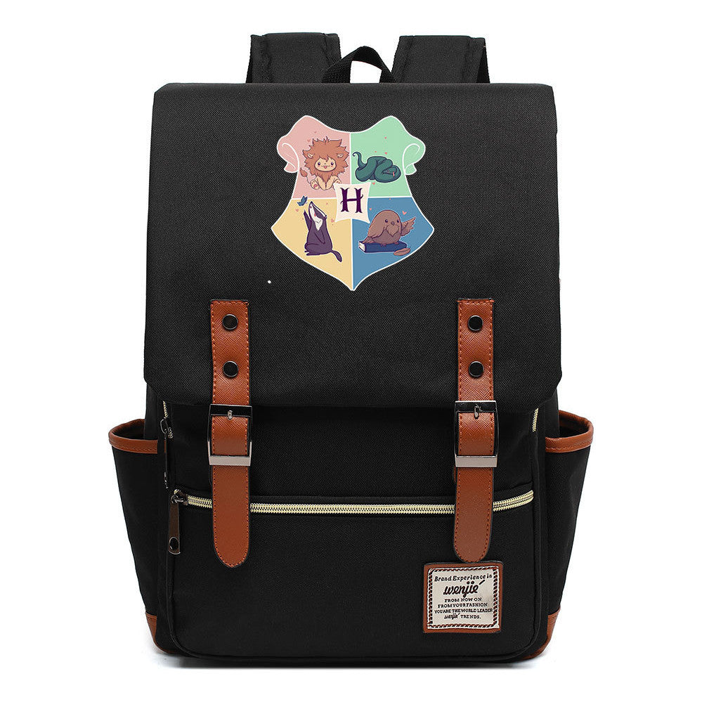 School Of Magic Printed Schoolbags For Young Students, Casual Belt Buckles And Classic Backpacks