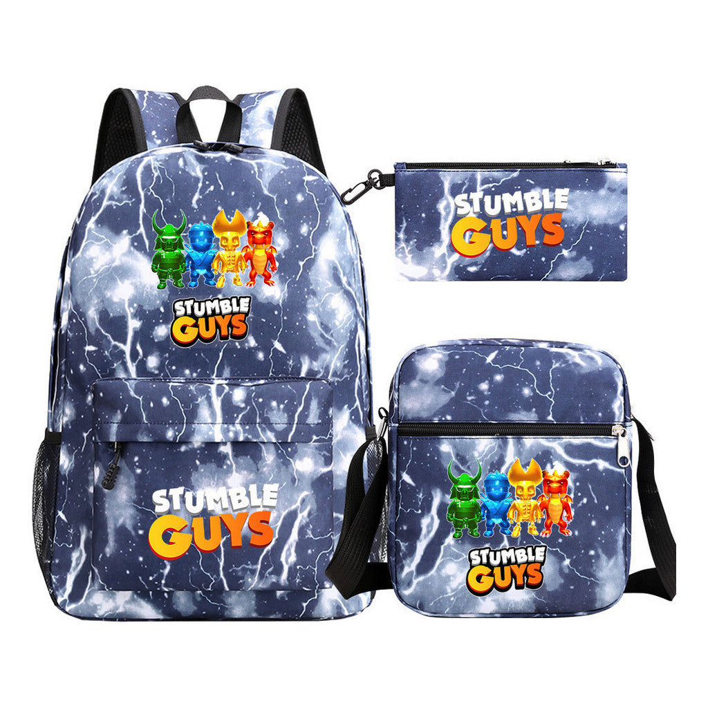 Printed Youth Student School Bag Three Piece Set Men's And Women's Shoulder Set Backpack