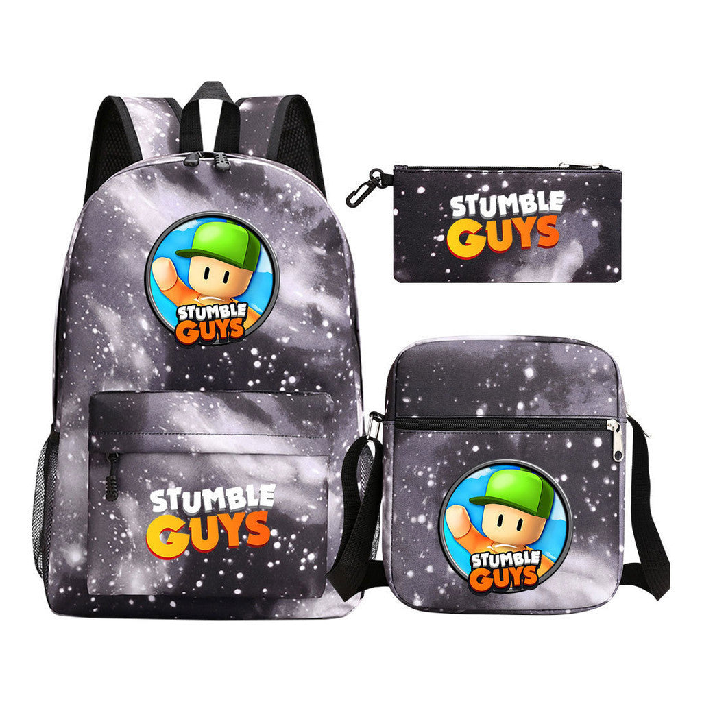 Printed Youth Student School Bag Three Piece Set Men's And Women's Shoulder Set Backpack