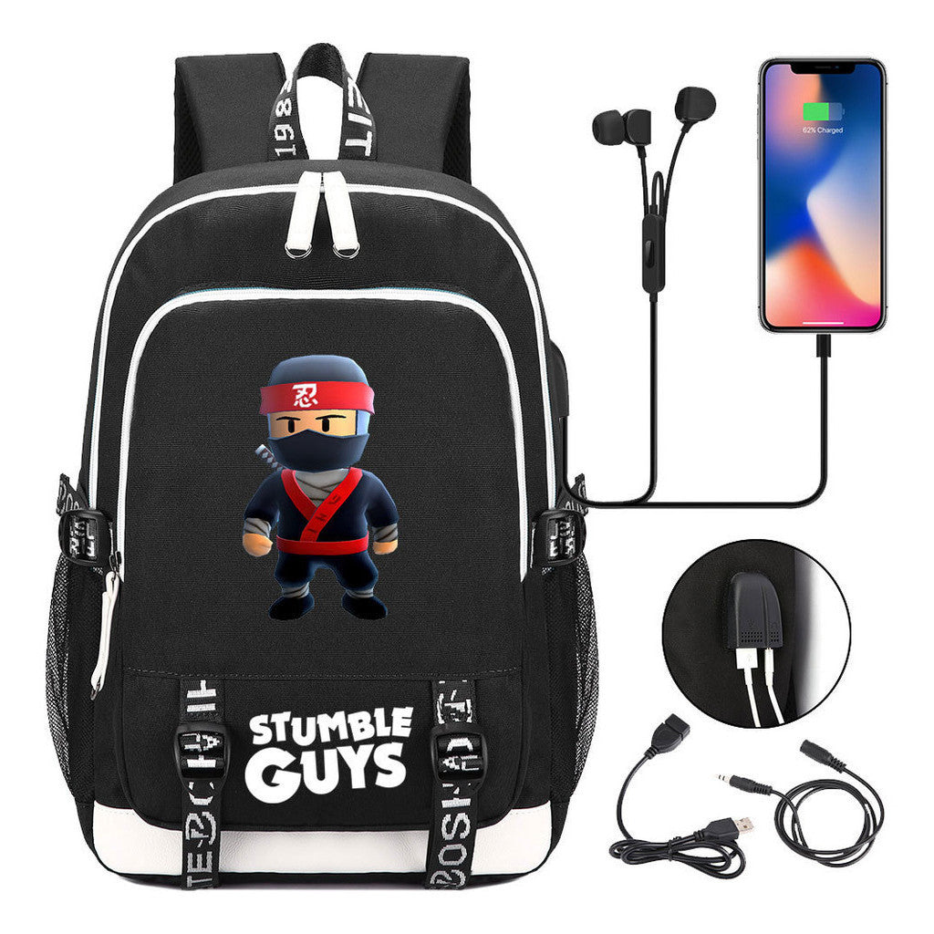 Printed Student Backpack Usb Men's And Women's Leisure Backpack
