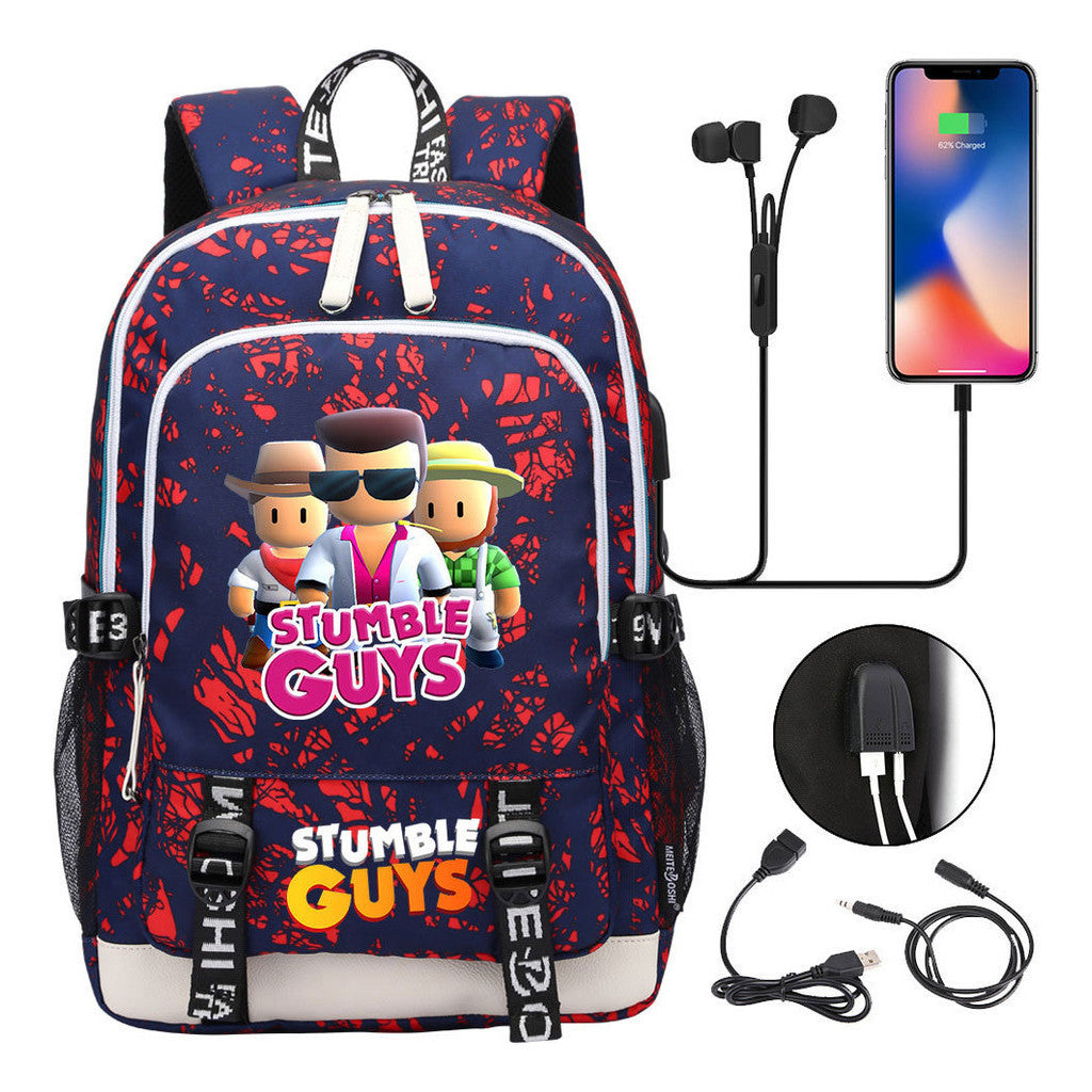 Printed Student Backpack Usb Leisure Backpack