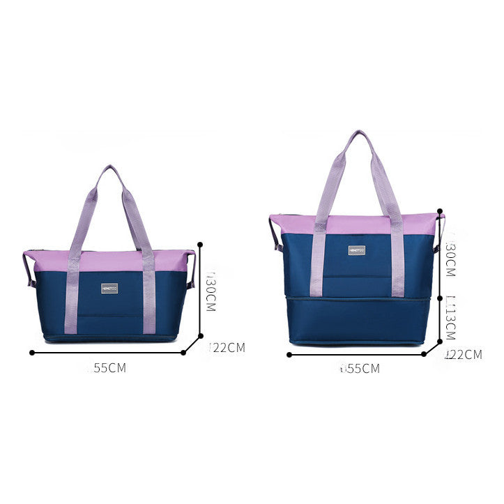 Contrast Color Luggage Bag, Travel Bag, Large Capacity Wet Dry Separation Sports And Fitness Bag, Shoulder Bag