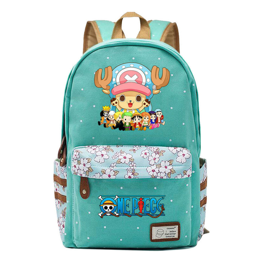 Anime Pirate King Lufei Printed Student School Bag Fragmented Flower Leisure Backpack