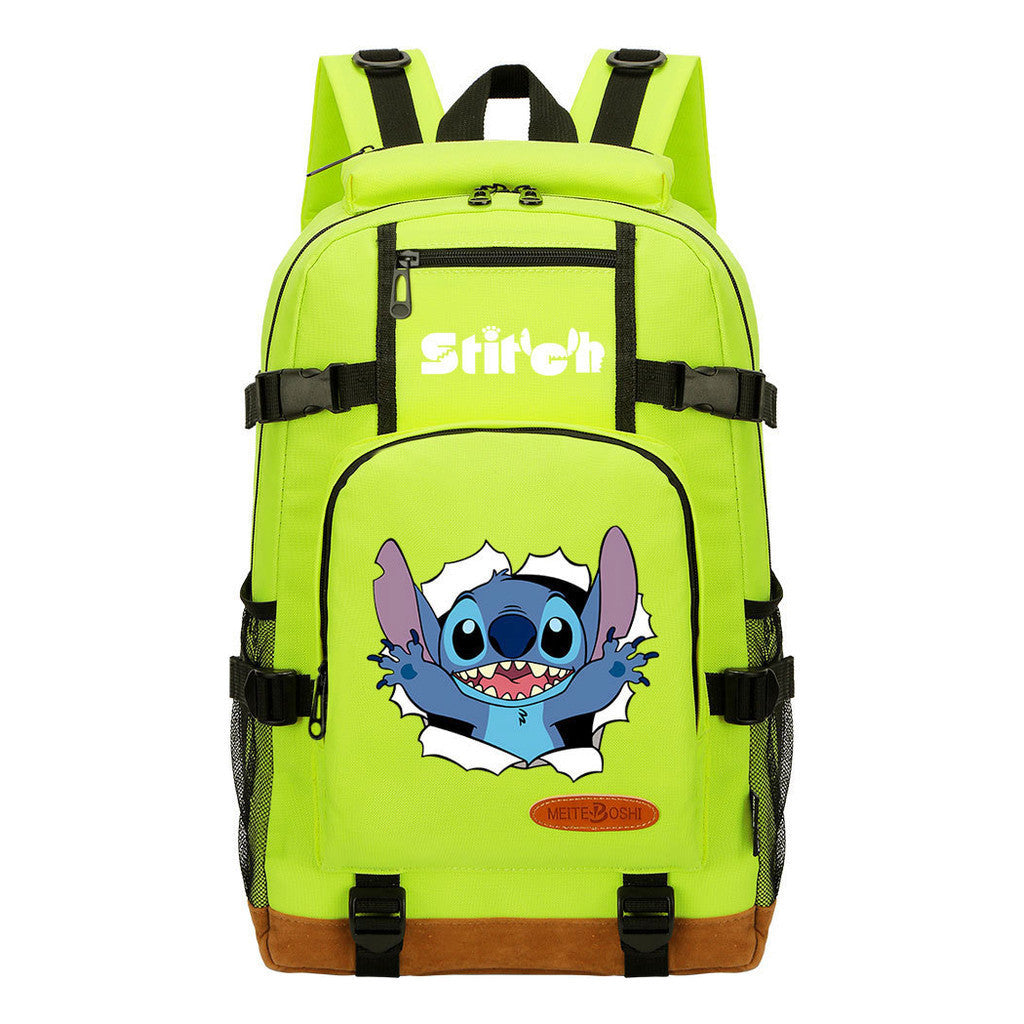 Anime Star Baby Stitch Printed Student Backpack Men And Women's Leisure Travel Backpack