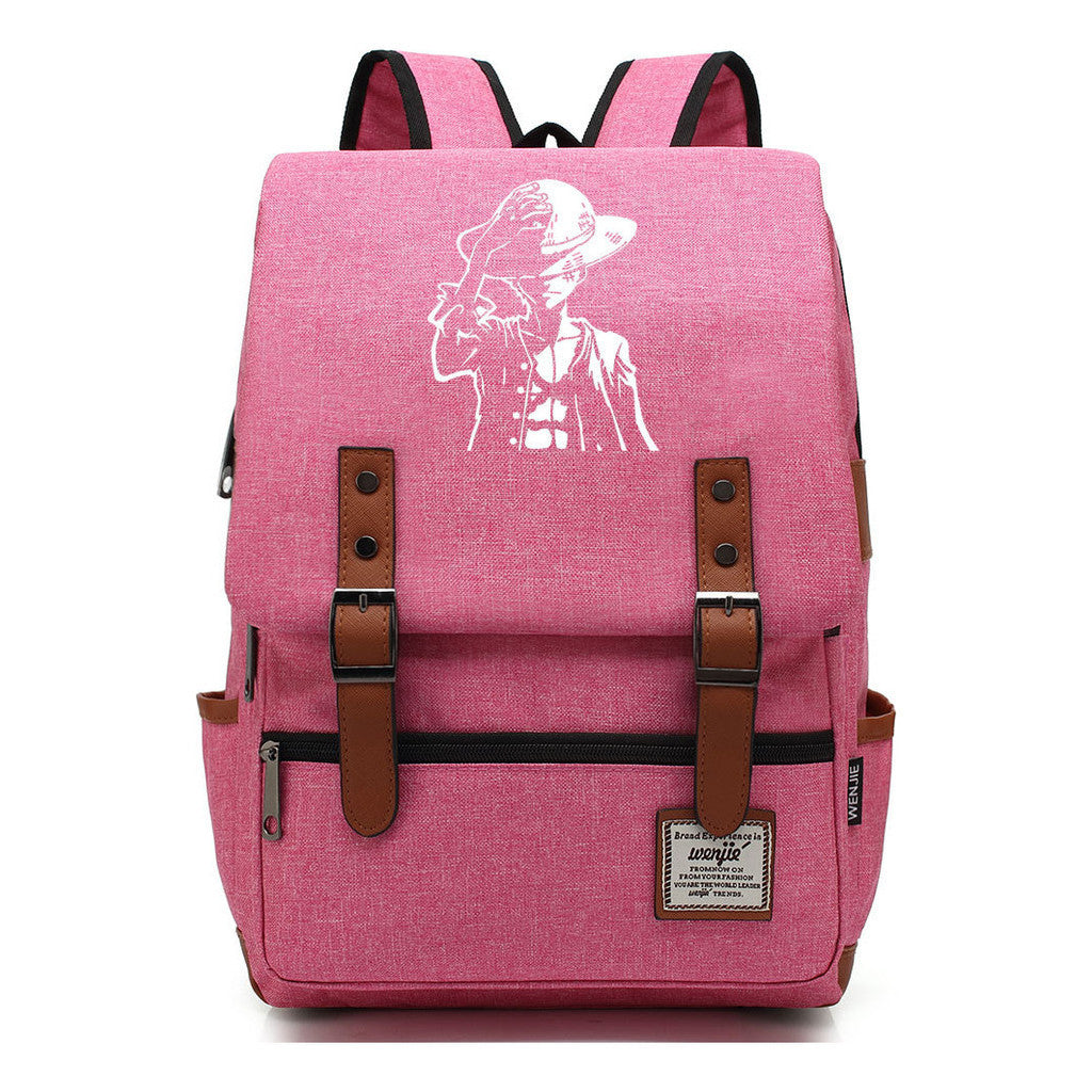 Anime Pirate King Luffy Printed Youth Student School Bag Casual Belt Buckle Classic Backpack