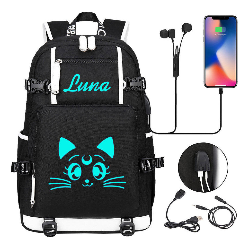 Beautiful Girl Warrior Usb Schoolbag For Young Students Men And Women Travel Backpack