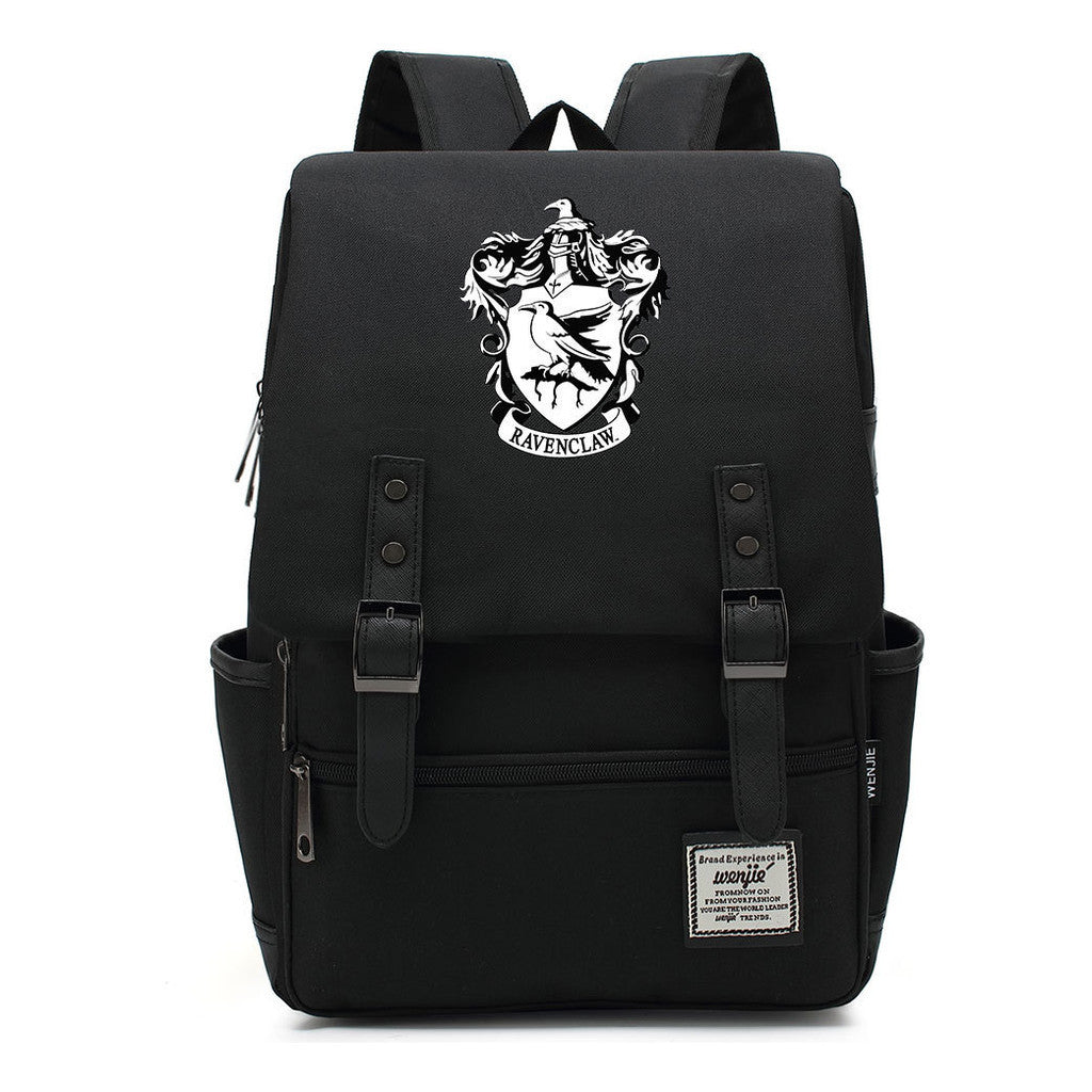 School Of Witchcraft And Wizardry Printed Youth School Bag Casual Belt Buckle Classic Backpack 38*27*12.5cm