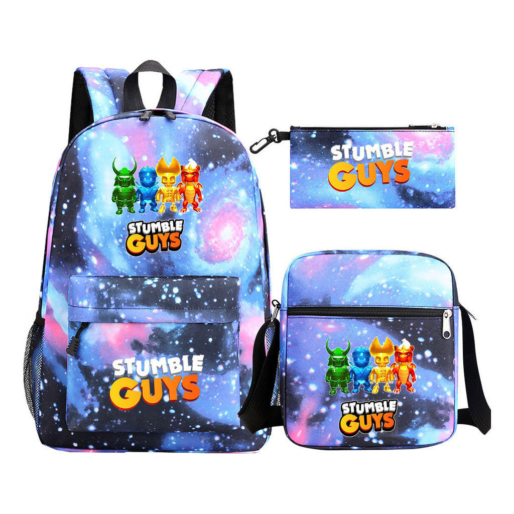 Printed Youth Student School Bag Three Piece Set Men's And Women's Shoulder Set Backpack