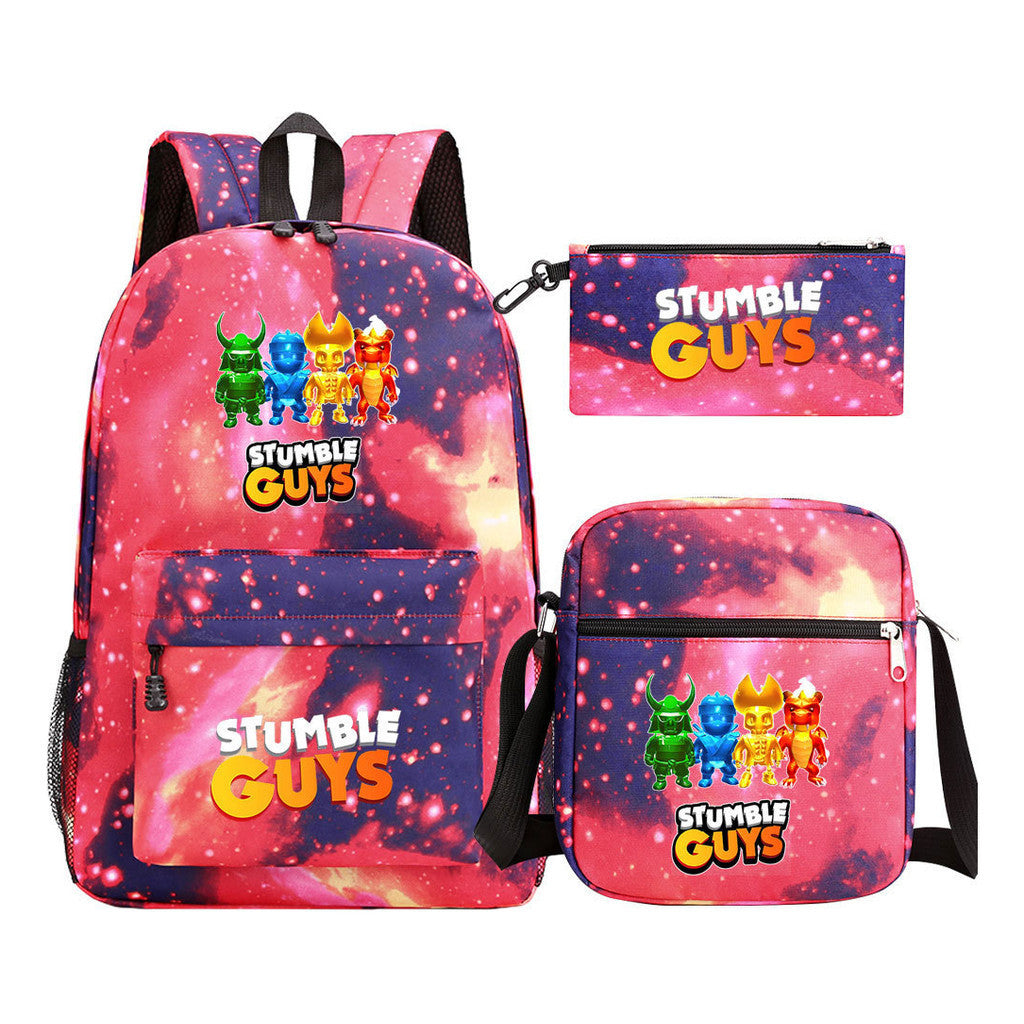 Printed Youth Student School Bag Three Piece Set Men's And Women's Shoulder Set Backpack
