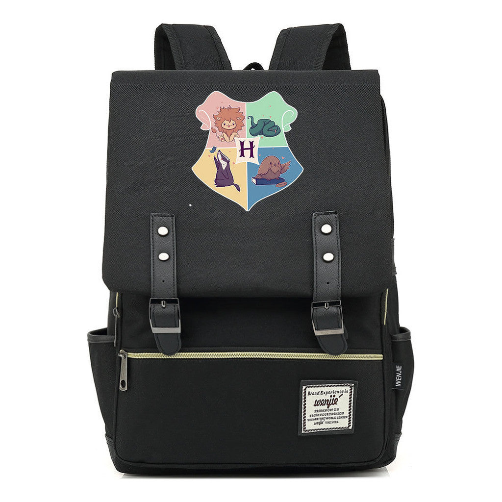 School Of Magic Printed Schoolbags For Young Students, Casual Belt Buckles And Classic Backpacks
