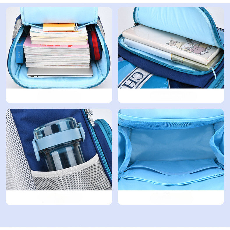 Shiny Leather Waterproof Elementary School Backpack With Anti Slip Foot Nails