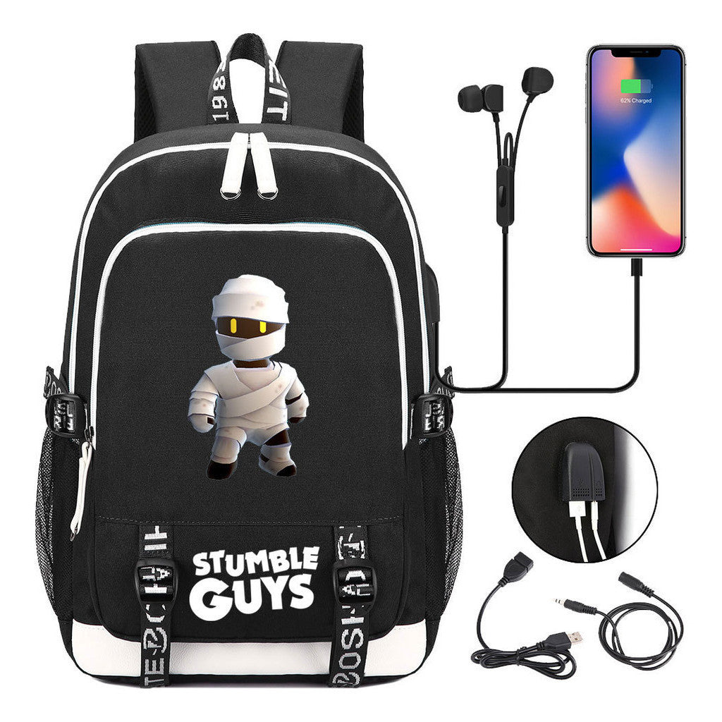 Printed Student Backpack Usb Men's And Women's Leisure Backpack