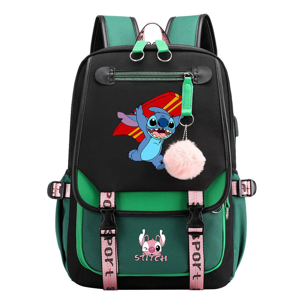 Usb Student Backpack Men's And Women's Casual Woven Strap Flip Backpack