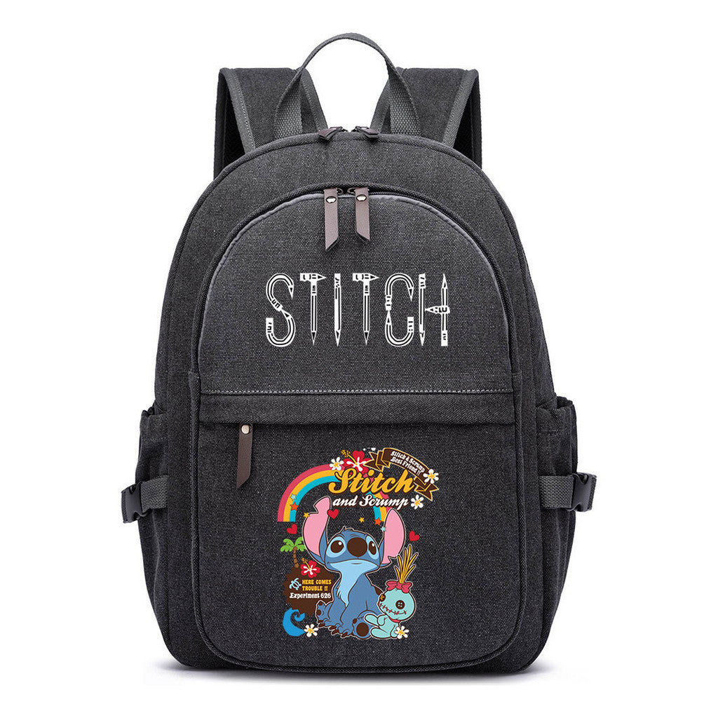 Anime Star Baby Stitch Printed Youth Student Backpack For Men And Women With Casual Woven Straps Backpack